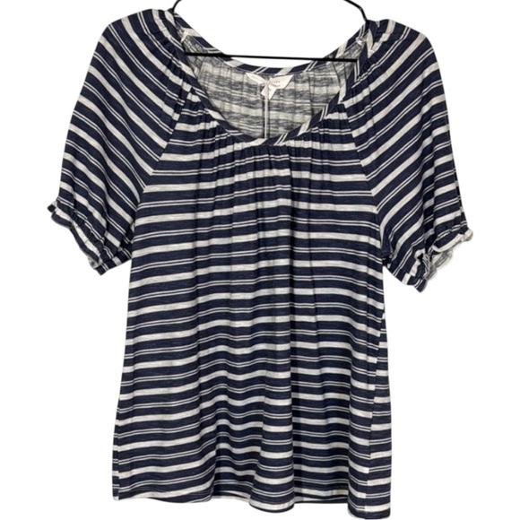 LC‎ Lauren Conrad Top Navy/Cream Striped Scoop Neck in Size M  NWT - Picture 1 of 9